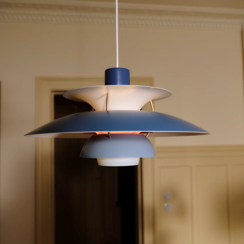 PH 5 1 - Light Pendant, Hues of Blue, 10.5" H x 19.5" W x 19.5" D