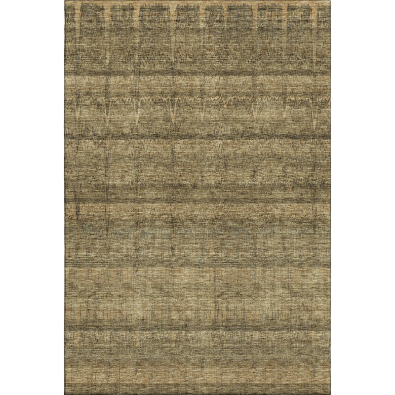 Red and Brown 8' x 10' Synthetic Stripe Rug