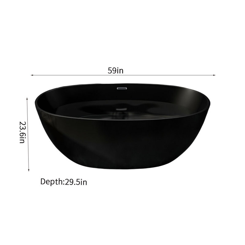 59'' x 29.5'' Soaking Acrylic Bathtub, Black
