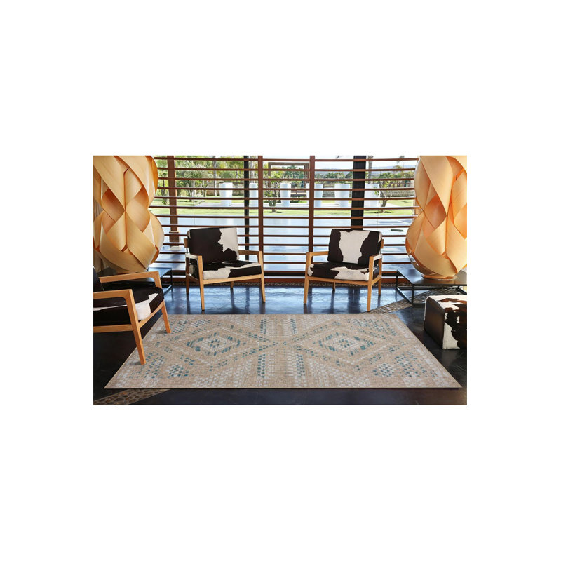 Machine Washable Diamond Patterned Framed Patterned Decorative Woven Base Rug, Rectangle 3'3" x 4'11"