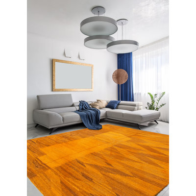 Transition de couleur kilim orange brûlé 4 pi 9 po x 6 pi 2 po
