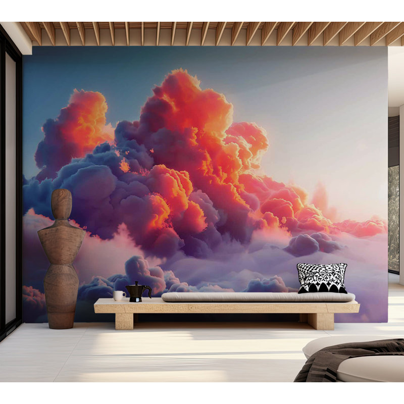 Murale paysage pelez et collez - Spectacle du crépuscule, L 27 po x l 38 po