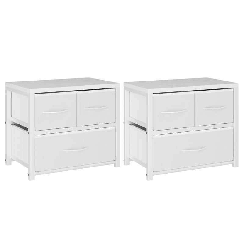  Stackable 3-Drawer Fabric Dresser with Waterproof Wood Top – Closet Organizer & Storage Drawers for Bedroom, Modern Metal Frame Design (2 Tier-2 Pack)