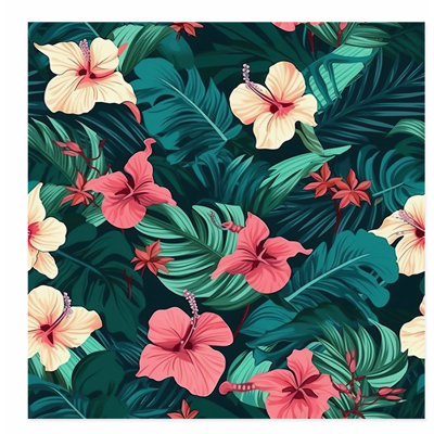Floral, Hibiscus hawaïen I, impression d'art tropical sans cadre