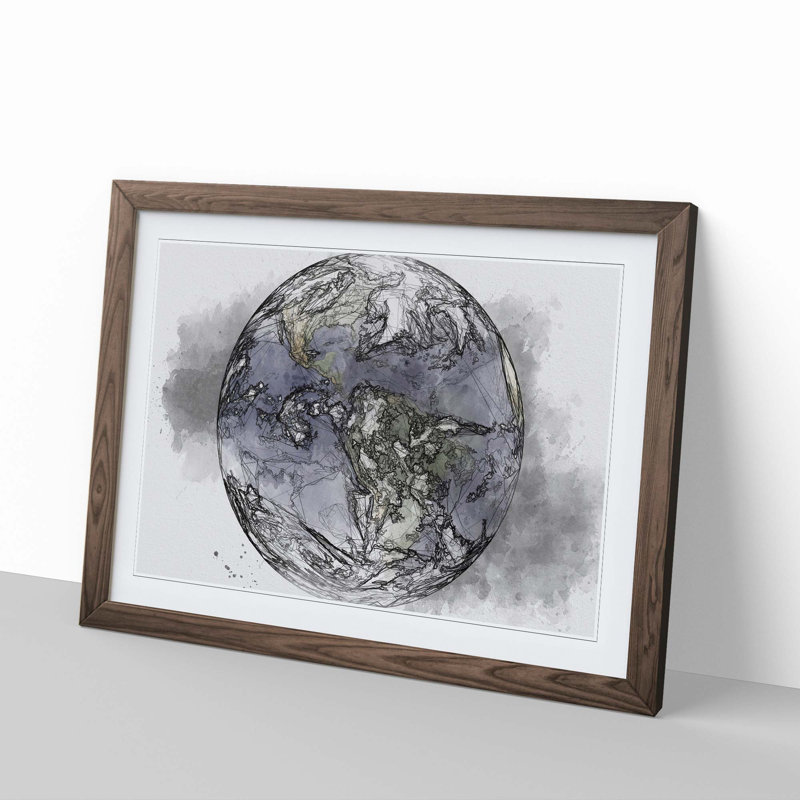 Image of Earth in Abstract - Picture Frame Graphic Art Print, Walnut, 35cm H x 50cm W x 2cm D