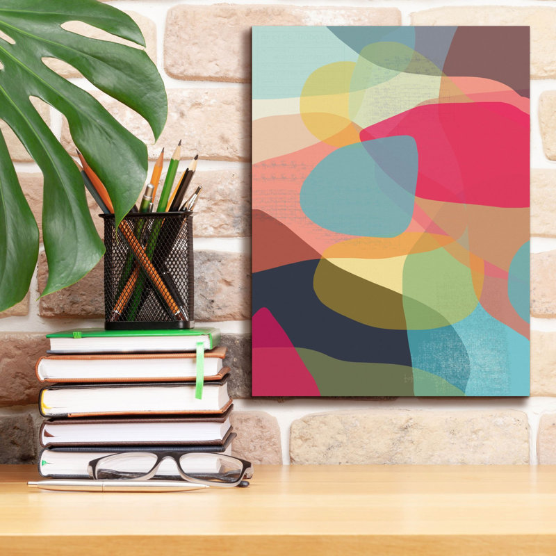 «Layered Earth One» par Jan Weiss, art mural sur toile, H 16 po x l 12 po x P 0,75 po
