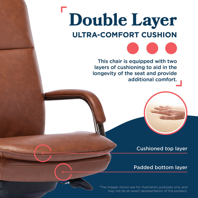 Opus Leather Swivel Executive Office Chair, Cognac, Graphite