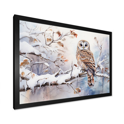 «Winter Snowy Owl Charm Landscape - Snow», reproduction d'art sur toile