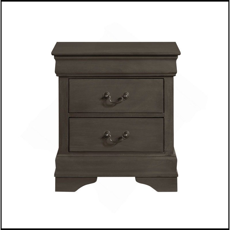 Table de chevet élégante avec 2 tiroirs, Gris