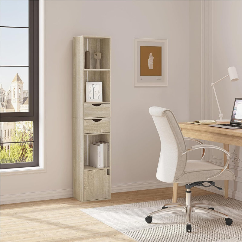 Iskender 157.5cm H x 30cm W Standard Bookcase, Light Wood
