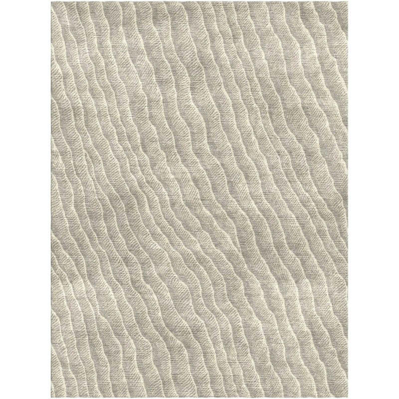 Rippling Hand Knotted Abstract Area Rug in Tin, Rectangle 9' x 12'