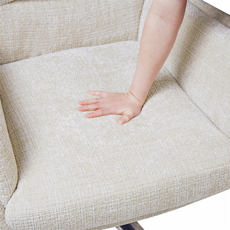 Fauteuil d'appoint pivotant avec repose-pieds, fauteuil rembourré avec base en métal, Beige