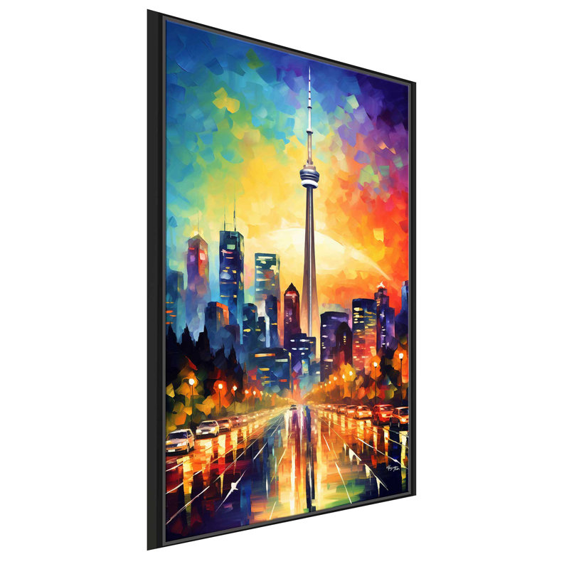 La tour CN, Toronto, Ontario, Canada V2 par V2 Design Co. - Peinture sur toile à cadre flottant