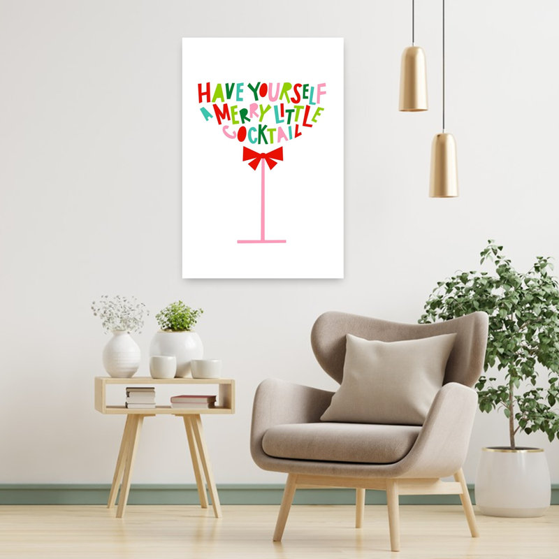 Merry Little Cocktail Colorful Modern Winter Wall Art Print by Dominique Vari - Wrapped Canvas Print, 91.44cm H x 60.96cm W