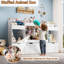 Boîte de rangement pour chambre de bébé 63 po, rangement pour animaux en peluche de 132 L, 4 tiroirs à roulettes, armoire de rangement à 2 cubes, bibliothèque pour tout-petits 4 en 1 pour salle de jeux, chambre de bébé, chambre à coucher (blanc)-2073073734