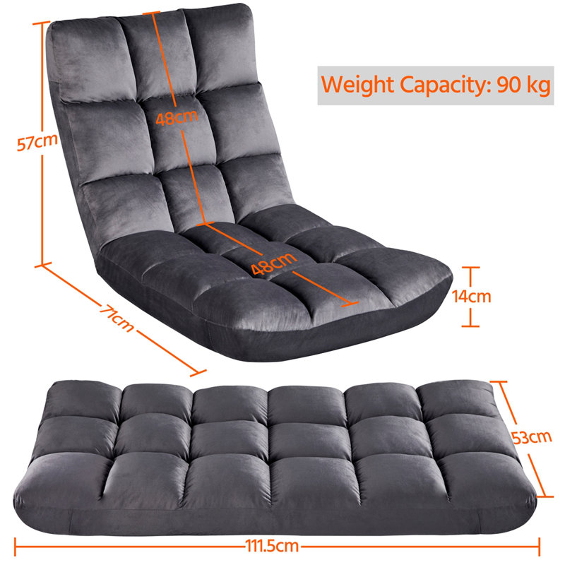 Yaheetech Reclining Ergonomic Floor Game Chair, Grey