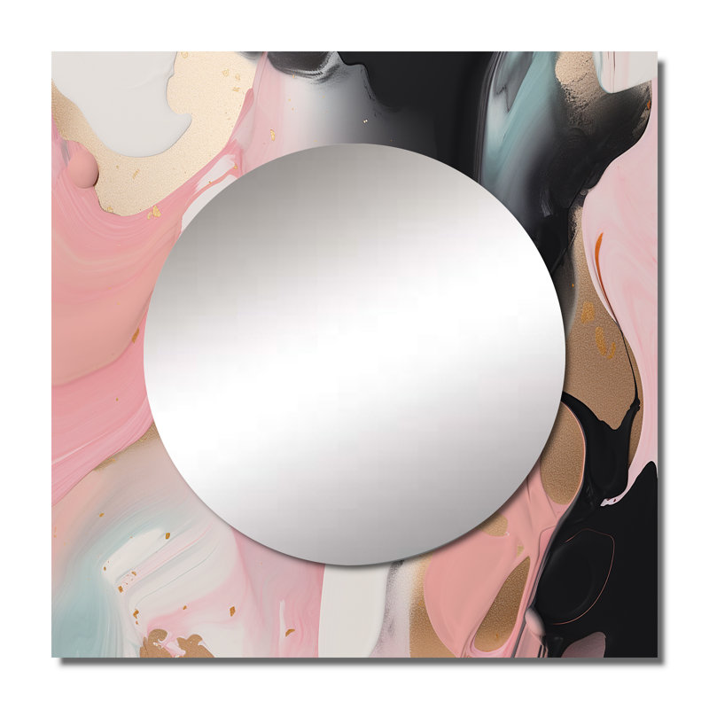 Perot - Miroir carré abstrait en marbre pour décoration murale, 29 po x 29 po