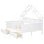 Lits plateforme en bois avec DEL, tablettes de rangement, tiroirs et garde-corps-416496450