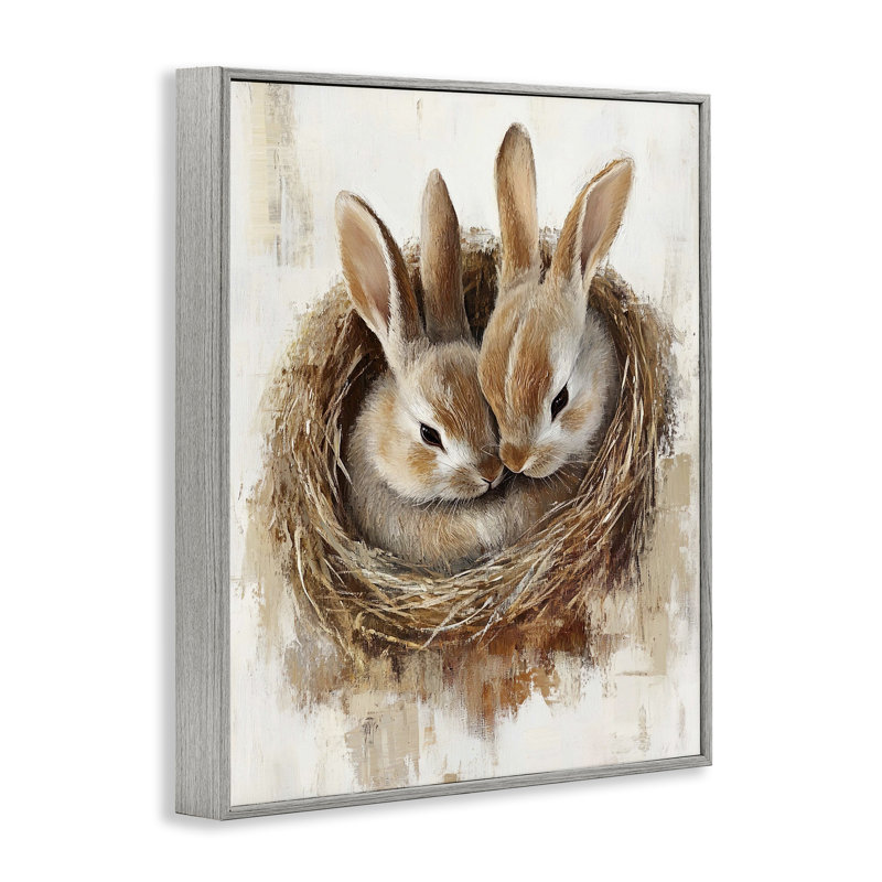 «Bunny Duo in Nest», estampe numérique, design par Franklyn Gregory, Estampe numérique Farmhouse, H 20 po x l 16 po