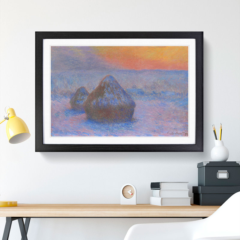 Haystacks Vol.2 by Claude Monet - Framed Print, Black Framed, 27cm H x 36cm W x 2cm D
