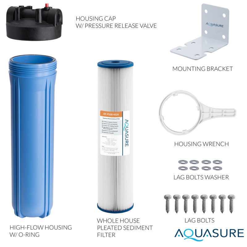 Aquasure Fortitude Blue 20" Whole House Sediment Water Filter System