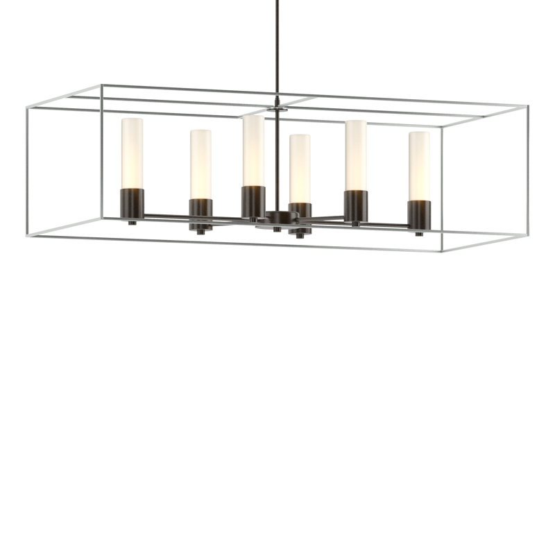 Portico 6 - Light Kitchen Island Linear Pendant, Opal, Oil Rubbed Bronze, Vintage Platinum