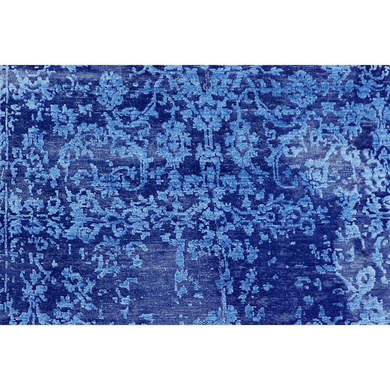 Tapis bleu foncé et turquoise noué à la main de haute qualité