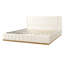 Lit à rayures moderne, minimaliste et élégant en tissu, beige, très grand