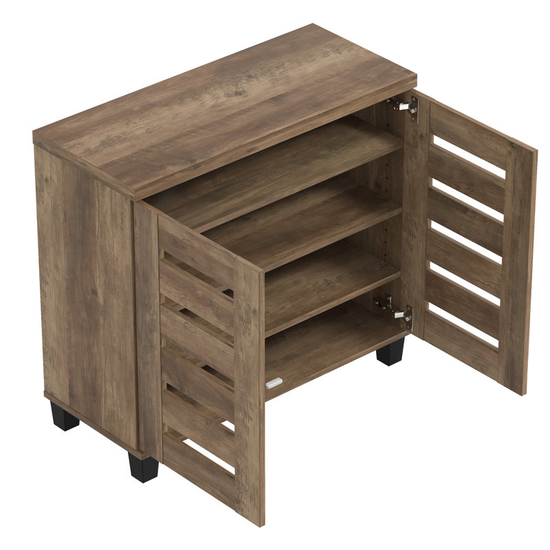 Lismore 12 Pair Shoe Storage Cabinet, Knotty Oak