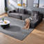 Canapé modulaire moderne en U gris, tissu d'ameublement moelleux et canapé de salon spacieux