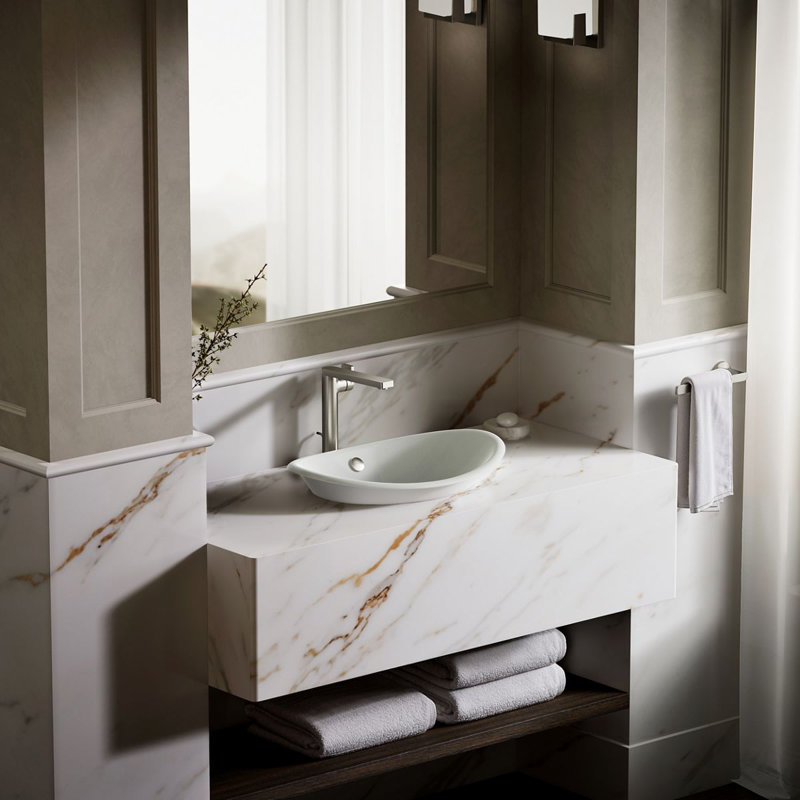 Iron Plains™ Metal Oval Vessel Bathroom Sink with Overflow, Sea Salt