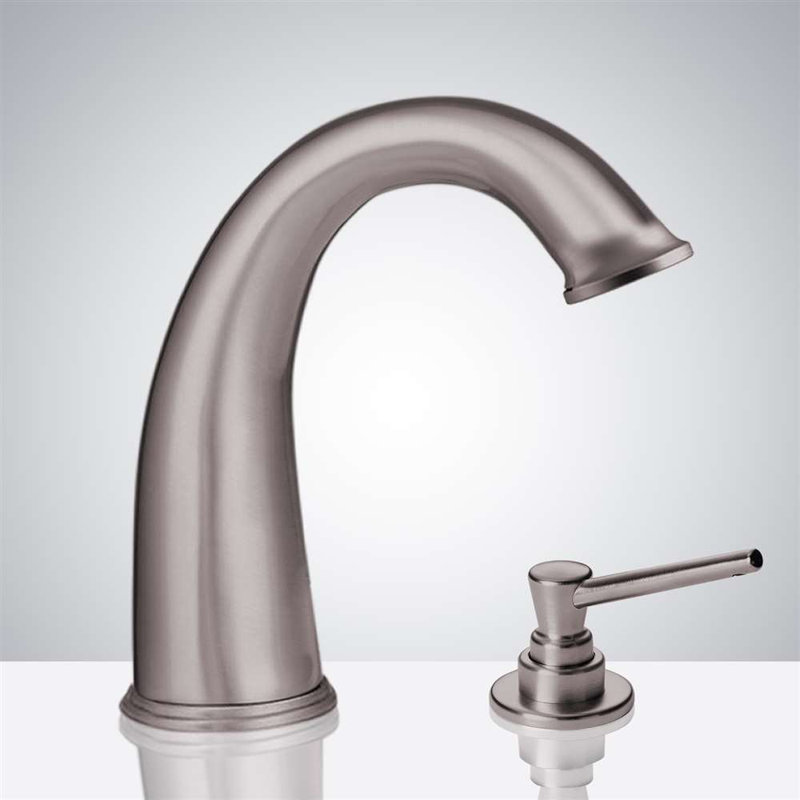 Brushed Nickel Commercial Touchless Faucet with Motion Sensor for Public Restroom Use