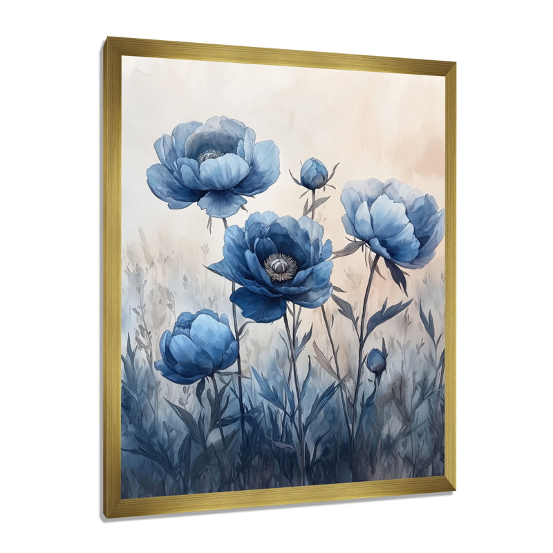Bagtas - Floral Canvas Wall Art, 32" H x 24" W, Framed Print without Mat, Gold