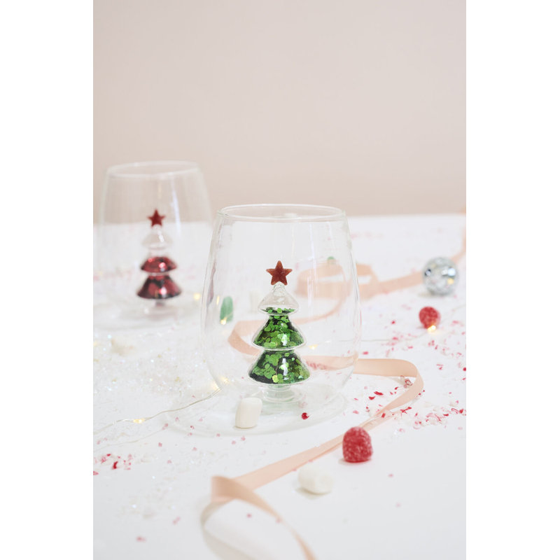 Glitter Tree Drinkware 3.5"x 4.25"