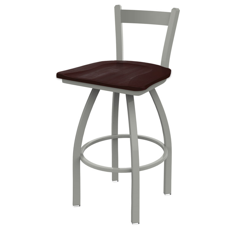 821 Catalina Low Back Swivel Counter Stool, Wood-Dark Cherry Maple, Anodized Nickel, Bar Stool ( 30" Seat Height)