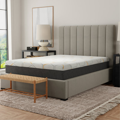 Matelas Split King 12 pouces, mousse à gel de cuivre, soutien bord à bord, base en grille d'air, soutien des articulations, matelas en mousse à mémoire de forme - tête de lit avec soutien des bords et