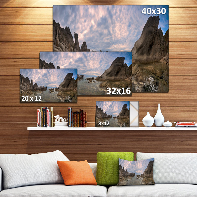 Rocky Beach Overcast Day Landscape Canvas Print