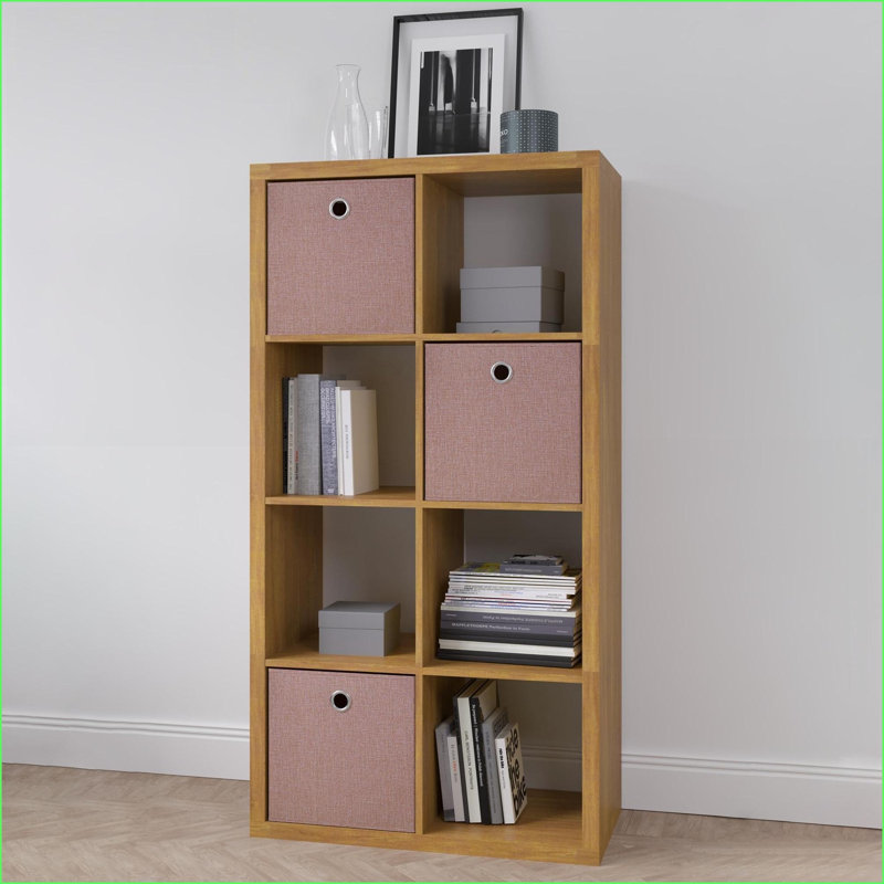 8-Cube Storage Organizer with Open Back Shelves, Modern Walnut Brown Bookcase for Home Office | MDF &amp; Particleboard