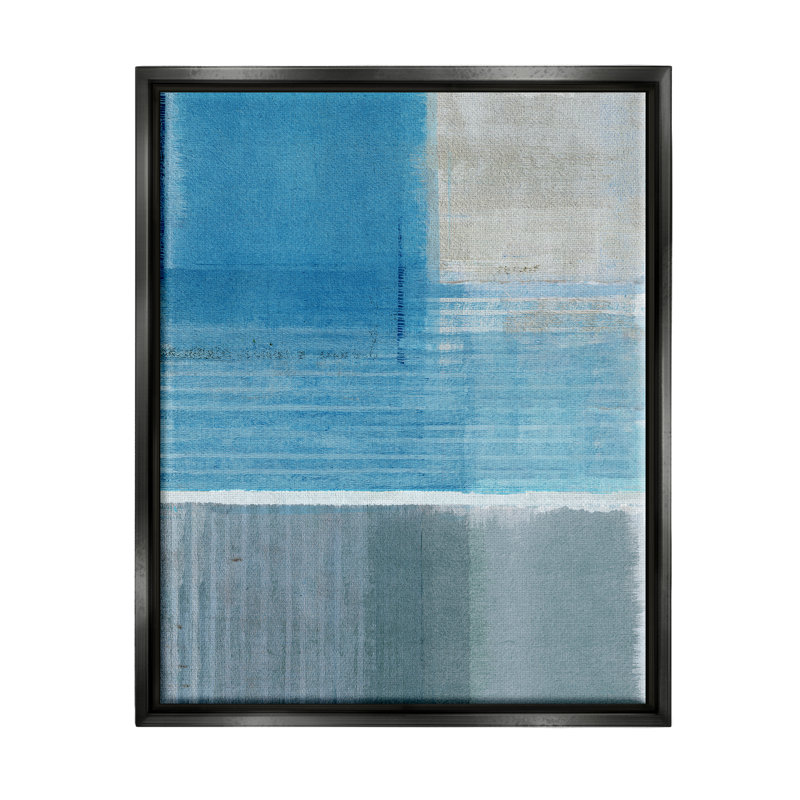 «Gray & Blue», reproduction sur toile flottante, Cadre flottant noir de jais, H 31 po x l 25 po x P 1,7 po