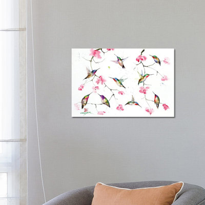 Hummingbird Meeting 1 Piece Wrapped Canvas Wall Art