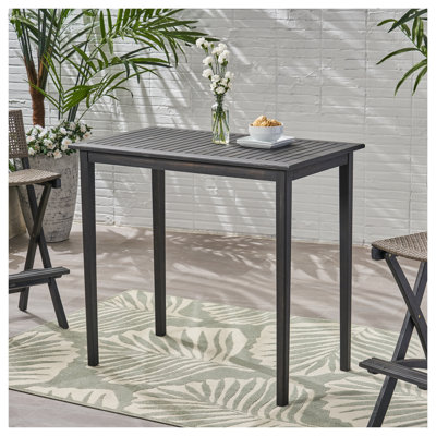 Table basse d'extérieur en bois d'acacia rectangulaire gris foncé