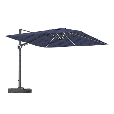 Parasol de patio en porte-à-faux carré 11 pi avec lumière DEL en bleu marine (sans base de parasol)
