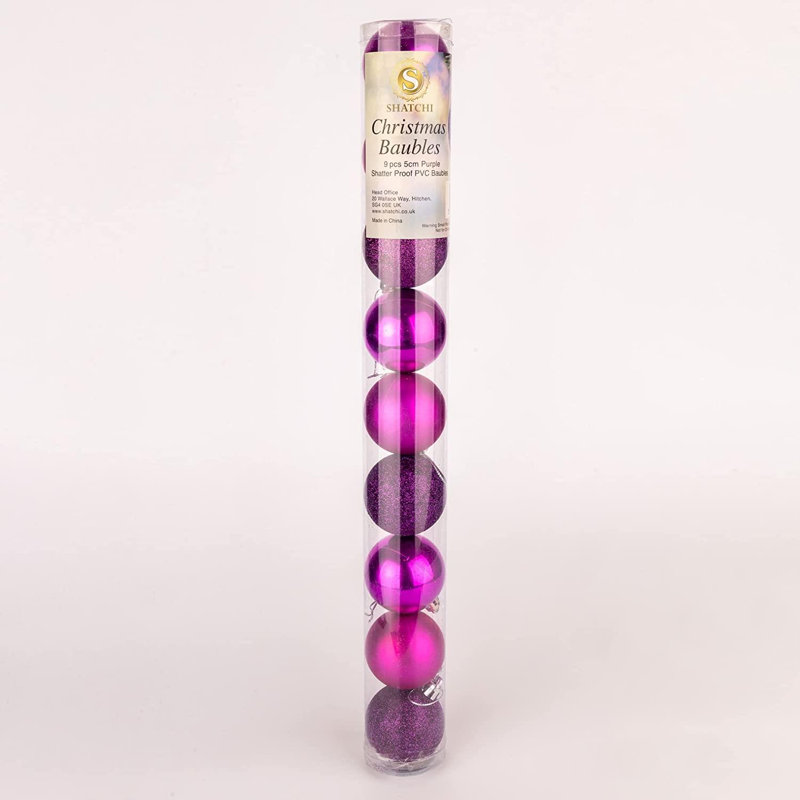 5cm Polyvinyl Chloride (PVC) Ball Ornament, Purple