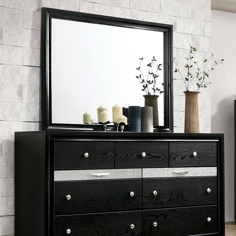 Miroir contemporain l 46,9 ", noir