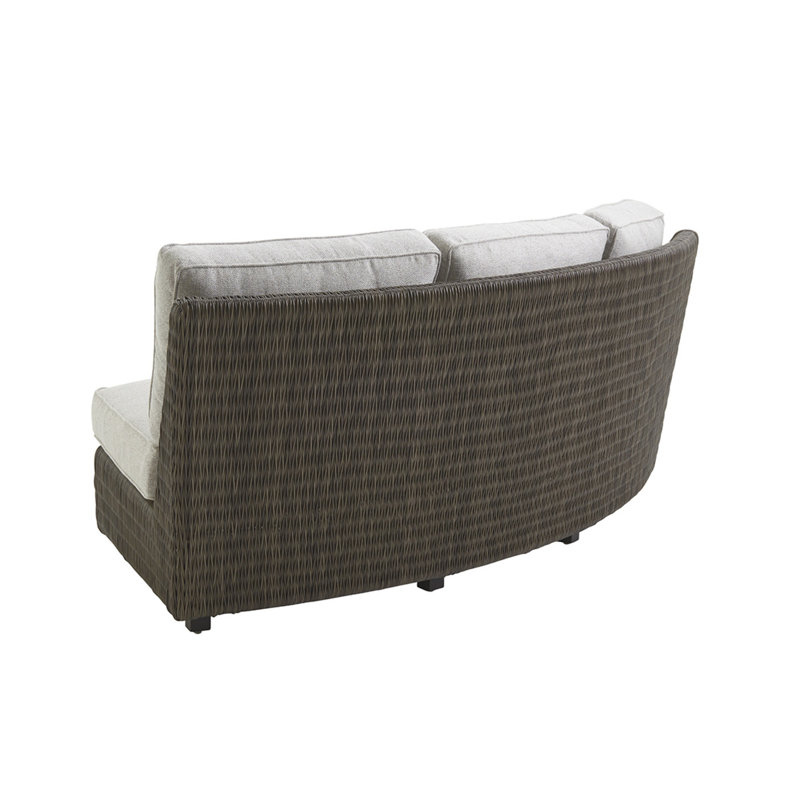 Cypress Point Ocean Terrace 85'' Wide Outdoor Wicker Curved Patio Sofa with Sunbrella Cushions