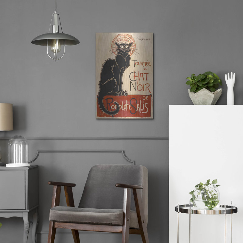 Art mural en métal luxueux «Chat Noir» par Theophile Alexandre Steinlen, art mural en métal, H 24 po x l 16 po