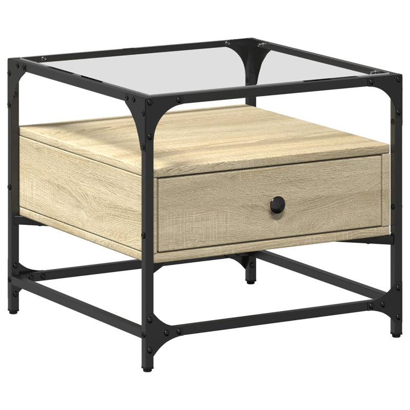 Alham Coffee Table with Storage, Black/Sonoma Oak