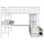 Full Size Loft Bed with Built-In Desk, Drawers & Storage Shelves, White