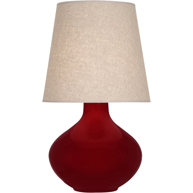 June Table Lamp, Sangria, Buff Linen