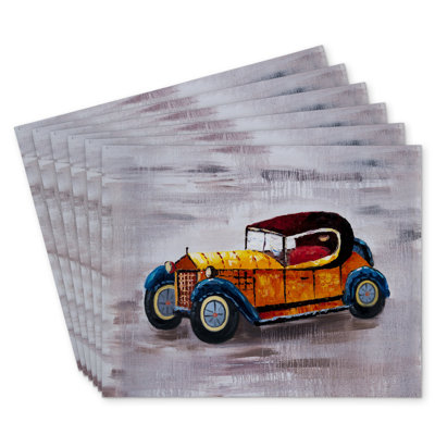 Yellow Toy Car Polyester Roksanda Set of 6 | Home Decor